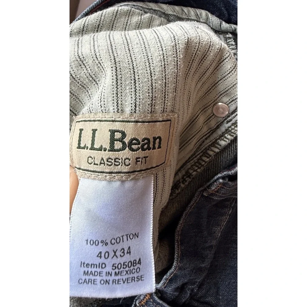 L.L.Bean Mens Jeans 40x34 Blue Classic Fit 100% Cotton Denim Pants